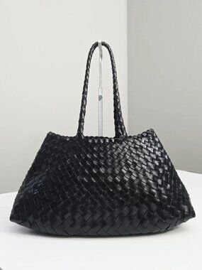 Dragon Diffusion Hand Woven Leather Tote Bag, Black